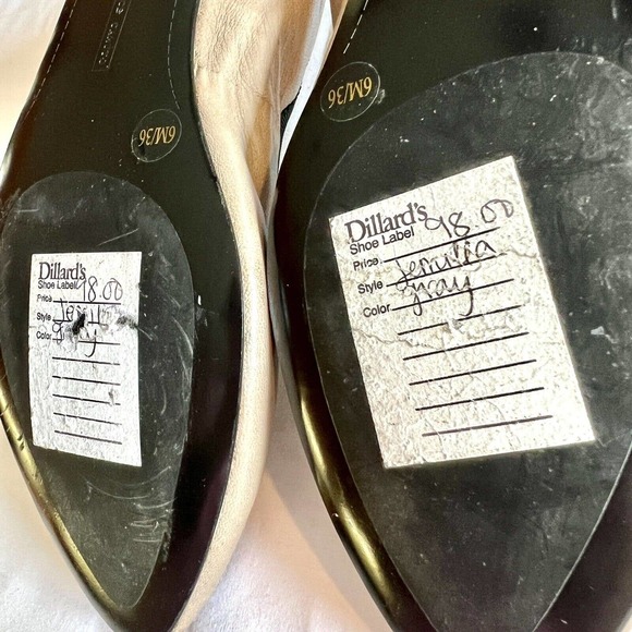 Vince Camuto Size 6 Jemilla Ballet Flat Beige Tan Nude Embossed Leather Shoes - Picture 12 of 15